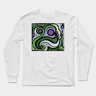 Purples and Greens Abstract with black background Long Sleeve T-Shirt